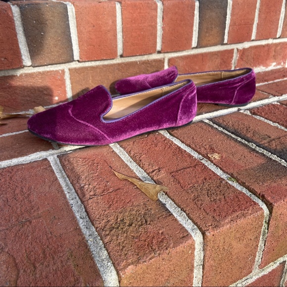 Purple Crushed Velvet Loafers - Picture 3 of 5